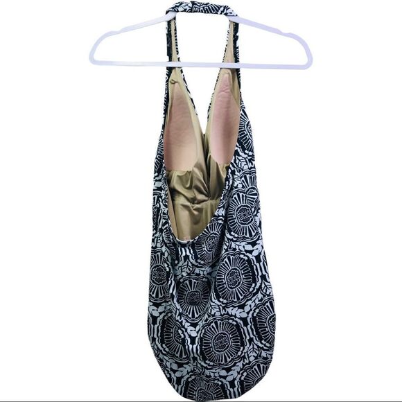 Echo Knot Front Black White One Piece Swimsuit - Picture 5 of 10